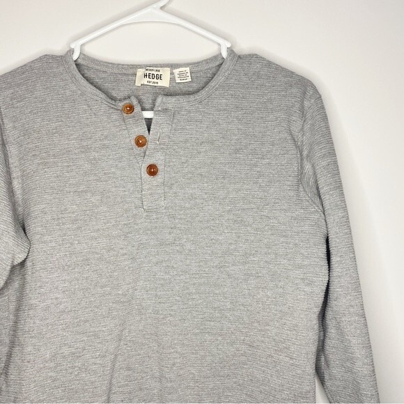 Never Lose HEDGE Long Sleeve Ribbed Henley Cotton Blend Minimalist Size Small - Picture 2 of 8